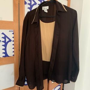 Jordan Brown and Beige Blouse and Tank Set